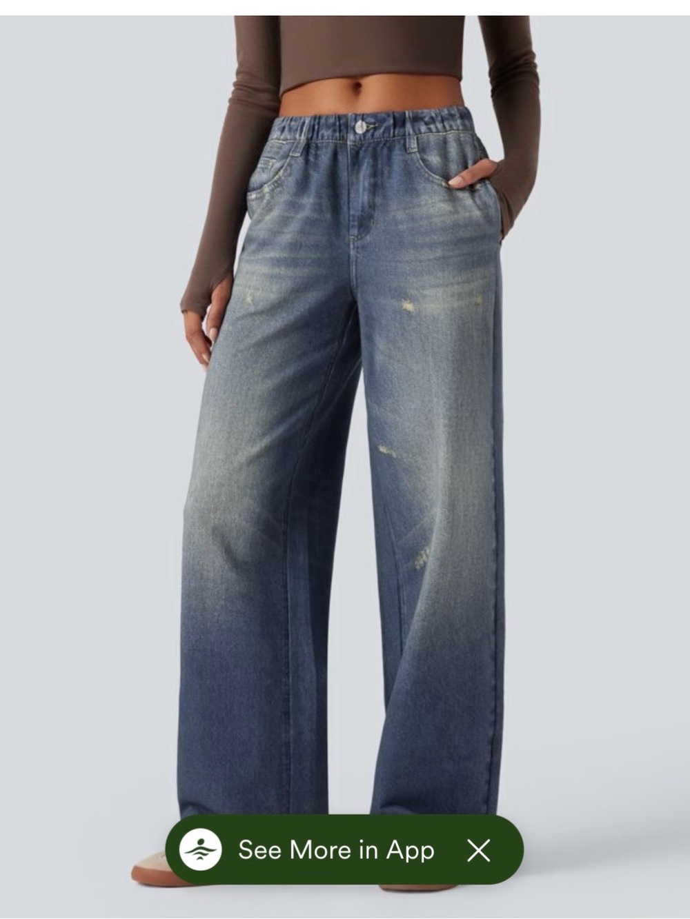 HALARA Wide-Leg High-Rise Jeans in Washed Blue